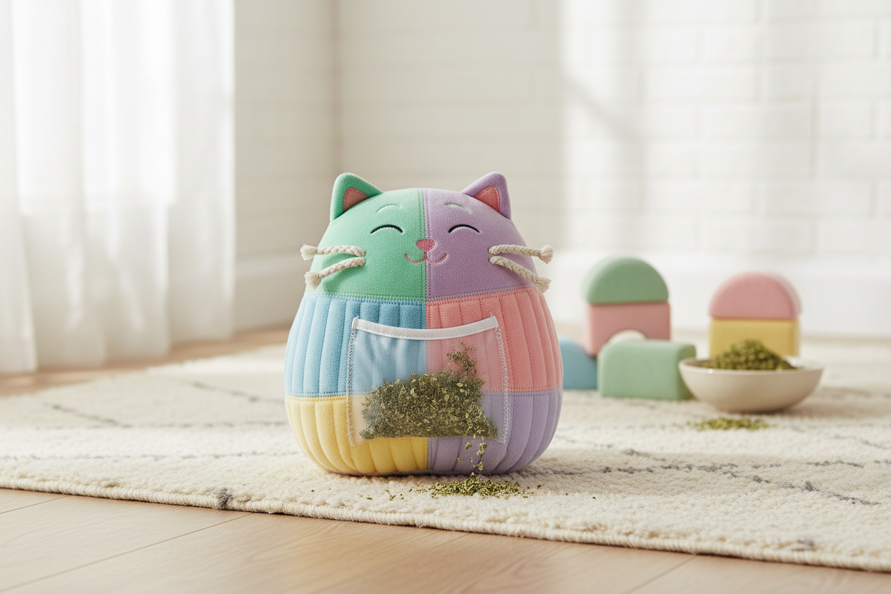 New Plush Cat Toy with Catnip - Durable Pet Supplies need beautiful image with good back ground